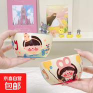 【摩登主婦同源】一家四口米飯碗親子陶瓷餐具家用可愛卡通 蛋糕男孩+紅帽女孩活動(dòng)款