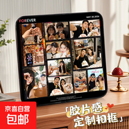 洗照片沖印打印成人禮結(jié)婚相框擺臺(tái)照片定制diy情侶加打印七夕情人節(jié)紀(jì)念生日禮物高級(jí)感畫(huà)框一周年 11張照片日期可定制-圓角包邊黑 【20*20cm】