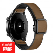 適用于華為GT5/4/watch4pro手表帶方形扣瘋馬紋表帶gt3磁吸gt2新款男女款gs榮耀magic智能buds真皮 SKU圖_硅膠貼皮-瘋馬紋棕色 適用華為Watch4/watch3(46mm