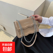 新款包包純色簡(jiǎn)約潮時(shí)尚百搭小包精致鏈條單肩斜挎小方包豪605 卡其色