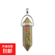 水晶6角柱吊墜水晶項鏈女寶石子彈頭切面6角棱柱子項墜 花綠石不含繩1個(gè)