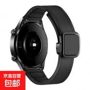 適用于華為GT5/4/watch4pro手表帶方形扣瘋馬紋表帶gt3磁吸gt2新款男女款gs榮耀magic智能buds真皮 SKU圖_硅膠貼皮-黑色 適用華為Watch4/watch3(46mm)