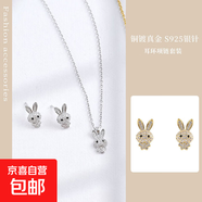 超閃方糖項(xiàng)鏈耳環(huán)套裝ins輕奢銅鍍真金s925金銀針耳釘項(xiàng)鏈套裝潮 銀色TL-951AQ-053 銅+鍍金