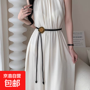 歐美橢圓金屬jk腰鏈女配連衣裙裝飾簡(jiǎn)約玫瑰花朵打結(jié)百搭氣質(zhì)腰帶 金色 【122cm】