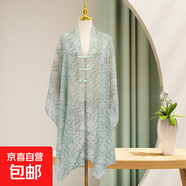 優(yōu)雅仙氣飄飄時(shí)尚外搭國風(fēng)盤(pán)扣披肩女民族風(fēng)提花戶(hù)外旅游防曬絲巾 紗-5 90*180