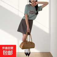 女士半身裙包臀短裙A字半裙百搭小短裙顯腿長(cháng)經(jīng)典黑色小裙子 鴿子灰 L