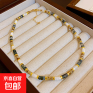 法式巴洛克褶皺水滴珍珠吊墜項鏈復古設計感串珠鎖骨鏈小眾簡約女 24#項鏈-咖色-白色