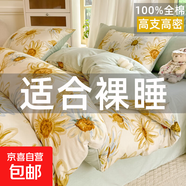 小清新100%加厚新疆棉四件套加厚床單被套學(xué)生宿舍卡通床上三件套 璀璨花開(kāi) 2.0m床單款四件套被套220x240cm