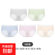 內褲女超薄透氣面膜褲夏季清涼不夾臀蕾絲花邊男士三角褲 銀灰+淺綠+天蘭+豆沙+杏色5條裝 2XL