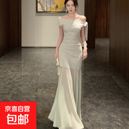 法式綠色網(wǎng)紗拼接連衣裙子女夏季2025新款氣質(zhì)絕美感包臀長(cháng)裙 綠色 L 【建議110-120斤】