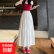 法式清純風(fēng)白色半身裙女夏季高腰顯瘦垂感a字裙中長款蓬蓬蛋糕裙 1022洋氣白#溫柔風(fēng)減齡蛋糕裙 XL 推薦【125-140斤】