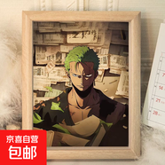 海賊王路飛索隆擺臺相框桌面擺件飾品二次元生日禮物ins裝飾畫(huà)框 港風(fēng)索隆 8寸