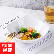 純白8寸沙拉碗異形四角碗盤(pán)菜盤(pán)家用意面方形盤(pán)水果翹角盤(pán)尖角碗 加厚純白4個(gè)8英寸