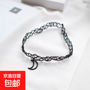 歐美編織松緊彈性項鏈魚(yú)線(xiàn)女鎖骨鏈頸帶項圈學(xué)生紋身脖飾女 黑色魚(yú)線(xiàn)月亮