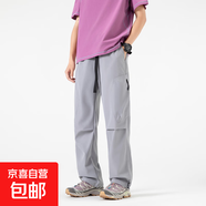 春夏新款美式工裝褲百搭簡(jiǎn)約風(fēng)潮流時(shí)尚感褲子寬松直筒休閑運(yùn)動(dòng)褲 中灰 M