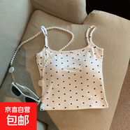 時(shí)尚波點(diǎn)帶胸墊吊帶背心女大U露背美背外穿防走光內(nèi)搭裹胸上衣潮 白色 均碼 (80-120斤)