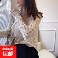 寬松搭配旗袍披肩鏤空薄款外套防曬針織開衫長袖小坎肩女夏季空調(diào) 米色 135-175CM