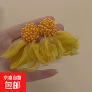 銀針彩色水晶花朵流蘇耳環(huán)甜美小清新耳鉤耳墜韓系高級感耳飾批發(fā) 11#銀針-環(huán)保-黃色