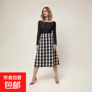 【阿瑪尼制造商】半身裙女春夏新款顯瘦氣質(zhì)格子裙A字裙時(shí)尚梭織 黑色 常規 黑白格 4XL