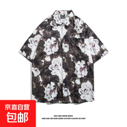 夏季短袖襯衣男ins復(fù)古搞怪人頭個性印花潮牌韓版寬松襯衫潮上衣 3139 2XL