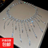 歐美鑲鉆夸張流蘇項鏈優(yōu)雅時(shí)尚高貴氣質(zhì)鎖骨鏈輕奢高級感項飾批發(fā) 項鏈-銀色