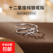 925純銀12星座戒指女歐美跨境簡(jiǎn)約ins符號雙層素圈指環(huán)小眾高級感 【水瓶座-白金色】 開(kāi)口可調節