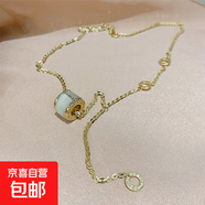 真金電鍍鑲鉆貓眼石項鏈簡(jiǎn)約歐美小蠻腰鈦鋼項墜韓版幾何形鎖骨鏈 真金電鍍