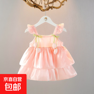 嬰兒衣服夏季女寶寶百日公主連體裙子新生兒周歲禮服公主風(fēng)超萌款 粉紅色 73 CM