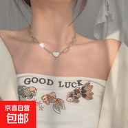 辣妹甜酷抽拉蝴蝶項鏈女一款四戴立體蝴蝶毛衣鏈設計感流蘇鎖骨鏈 大小愛(ài)心片