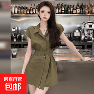 連衣裙女2025夏季新款法式高級(jí)感氣質(zhì)收腰顯瘦小個(gè)子短裙子1194 綠色 2XL 【130-145斤】