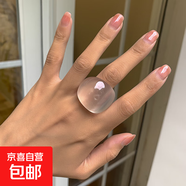 歐美樹脂幾何方形戒指森系小清新甜美食指戒個性小眾設(shè)計感指環(huán)女 戒指-透明色