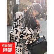 流蘇毛衣外套針織開衫女韓系寬松小香風(fēng)外套新款加厚毛衣上衣HM1 黑色 M