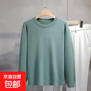 高端男裝秋冬款男士針織衫圓領毛衣打底衫內(nèi)搭保暖上衣服男 豆綠色 S