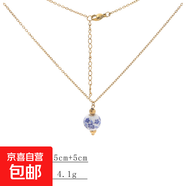 不銹鋼項鏈新款時尚個性輕奢青花瓷陶瓷項鏈精美時尚項鏈飾品首飾 金色青花瓷吊墜項鏈004 鏈長：45cm+5cm