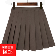 灰色百褶裙半身裙女新款a字裙大碼西裝裙高腰顯瘦jk短裙褲裙 南大街-001【咖色/帶內(nèi)襯】 XL