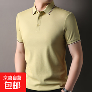 40支絲光雙面短袖T恤男士翻領(lǐng)5A純色防蚊涼感新款Polo衫上衣 麥芽黃 L 175/92A