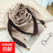 護(hù)頸磁吸扣方巾絲巾新款圍巾秋冬棉麻高級(jí)護(hù)脖子三角巾圍脖女 磁吸扣小絲巾-【H字母簡(jiǎn)筆杏】