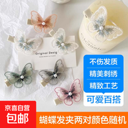 森系少女網(wǎng)紗刺繡蝴蝶發(fā)夾優(yōu)雅發(fā)卡夾子韓國頭飾邊夾發(fā)飾鴨嘴夾 網(wǎng)紗蝴蝶鴨嘴夾2對-顏色隨機(jī)