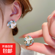 銀針超仙花朵流蘇耳釘小清新甜美ins耳環(huán)時(shí)尚個(gè)性高級(jí)感耳飾批發(fā) 15#銀針-常規(guī)-藍(lán)色