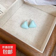 銀針滴油郁金香花朵流蘇耳環(huán)春夏2025新款耳釘小眾高級感耳飾批發(fā) 18#銀針-藍色-三角形