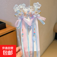 兒童古風(fēng)發(fā)夾可愛蝴蝶花朵公主古裝甜美發(fā)夾超仙漢服飄帶編 惜曦藍(lán)-1對(duì)