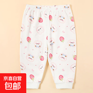 大屁屁褲嬰兒夏季純棉嬰兒男女寶寶兩用襠褲子春秋褲保暖外穿 小兔草莓 100 （建議30斤左右）