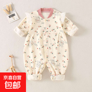 女寶寶連體衣韓版春秋四季純棉長(cháng)袖衣服公主碎花爬服打底嬰兒哈衣 花邊郁金香 73cm 建議18斤內穿