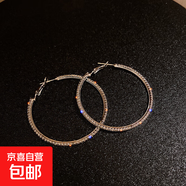 925銀針歐美夸張鑲鉆大圈圈耳圈時(shí)尚氣質(zhì)耳環(huán)顯臉瘦個(gè)性耳墜耳飾 銀針-金色（小號）