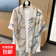 小格子亞麻圍巾女夏季2024新款防曬大方巾薄款絲巾空調(diào)房外搭披肩 mzf-090 130*130cm