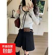 學(xué)院風(fēng)大百褶A字半身裙女2025早春韓高腰休閑短裙H1GE510007 黑色 L L