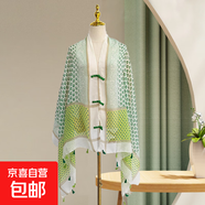 優(yōu)雅仙氣飄飄時尚外搭國風盤扣披肩女民族風提花戶外旅游防曬絲巾 新款#27 90*180