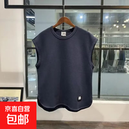 背心男夏季2025新款百搭無(wú)袖寬肩體恤衫坎肩T恤休閑潮牌簡(jiǎn)約上衣 藏藍色 XL