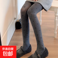 灰色打底褲秋冬芝麻灰小圓點(diǎn)連褲襪蝴蝶結提花絲襪深灰色打底襪 灰色 蝴蝶結 2條 均碼