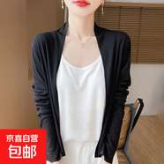 2025秋季新款防曬無(wú)扣開(kāi)衫女中款針織V領(lǐng)寬松休閑薄外套/RWM23-X 曜石黑 L 80-120斤